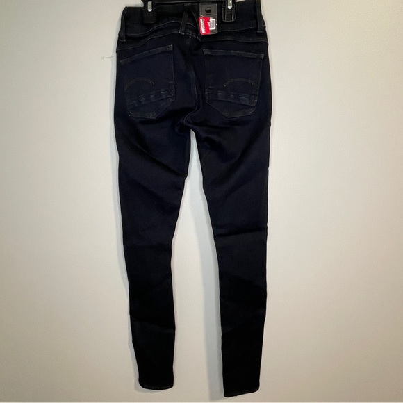 G-Star RAW Lynn Mid Rise Super Skinny Dark Rinsed Stretch Jeans 24x30 - Picture 3 of 8